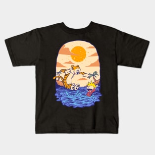 Calvin and Hobbes Swimming Kids T-Shirt